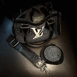 Fashion Black Studded Monogram Handbag